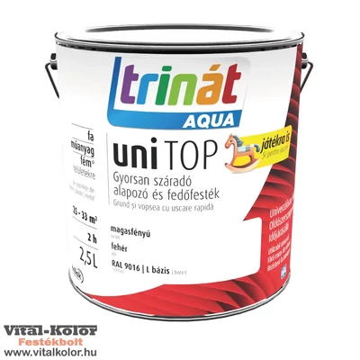 Trinát Aqua UniTop magasfényű zománcfesték fehér 2.5L