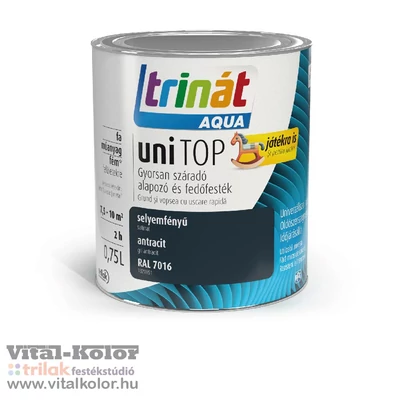 Trinát Aqua uniTOP selyem zománcfesték antracit színben 0,75l