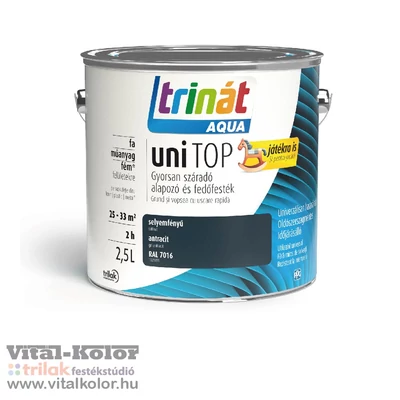 Trinát Aqua uniTOP selyem zománcfesték antracit színben 2,5l