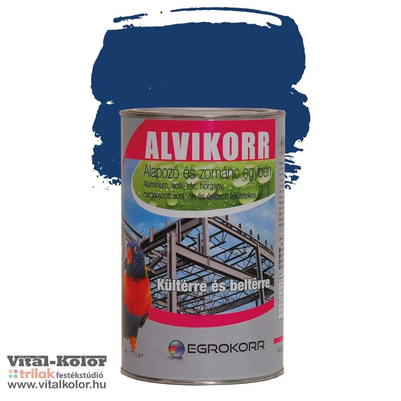 Alvikorr alapozó és zománcfesték egyben  kék ral 5017 1 színben literes kiszerelésben