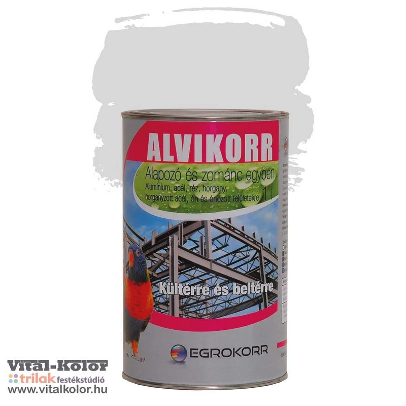 Alvikorr alapozó és zománcfesték egyben szürke ral 7035 színben 1 literes kiszerelésben