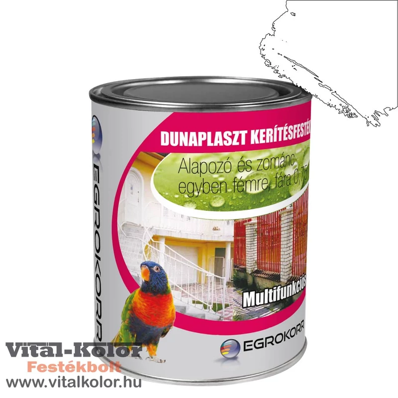 dunaplaszt keritésfesték fehér színben 0,75 literes kiszerelésben