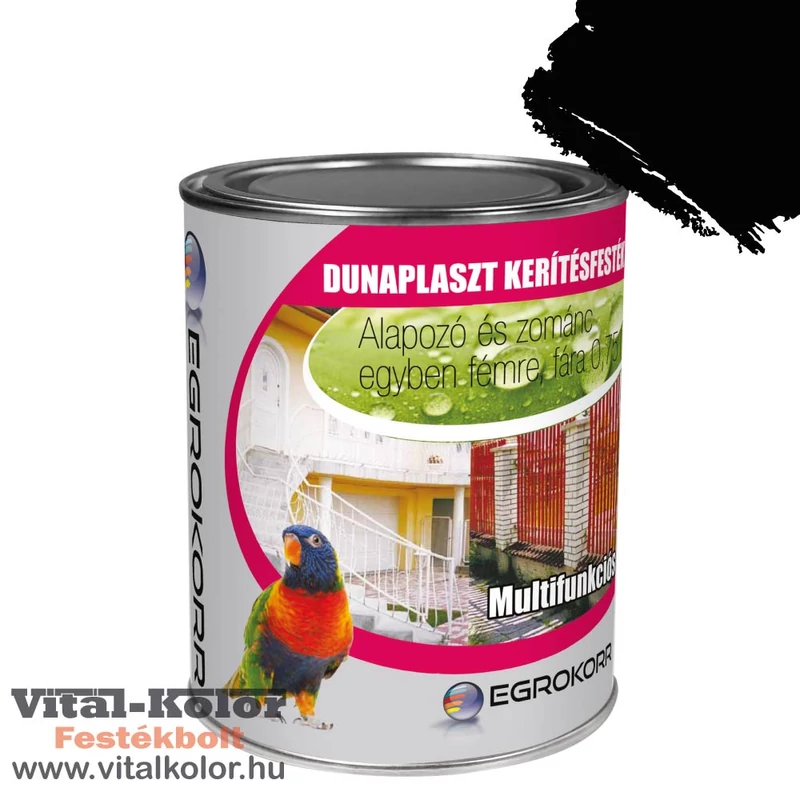dunaplaszt keritésfesték fekete színben 0,75 literes kiszerelésben