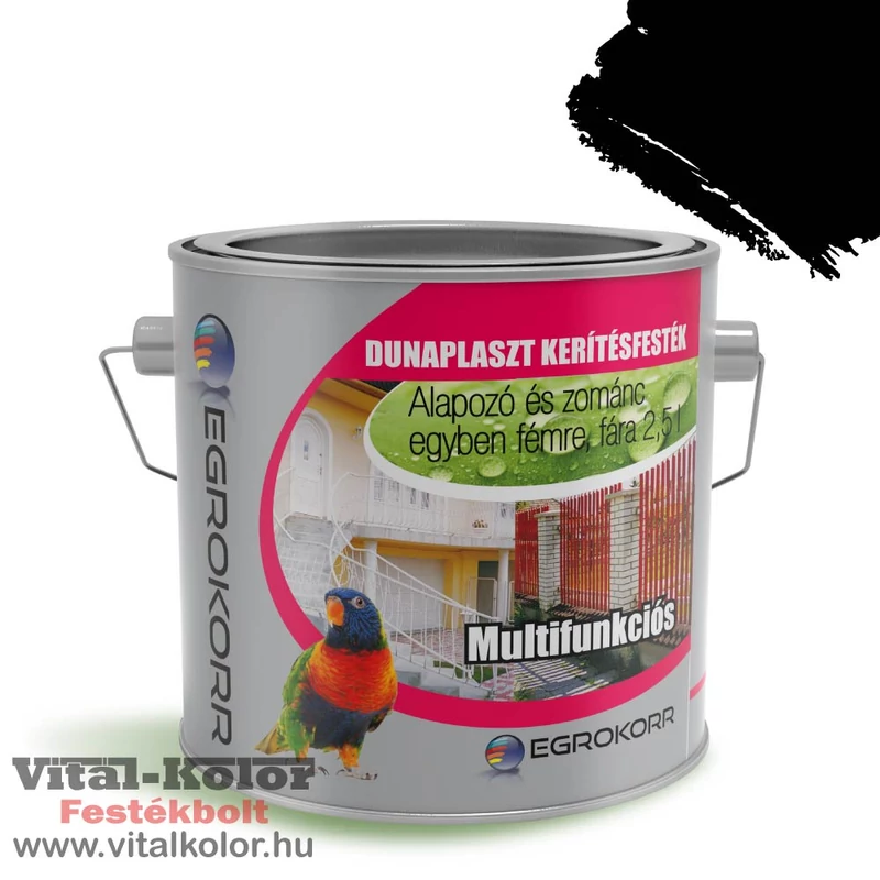 dunaplaszt keritésfesték fekete színben 2,5 literes kiszerelésben