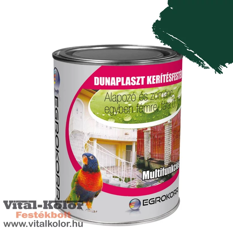 Dunaplaszt kerítésfesték zöld ral 6005 0.75 literes kiszerelés