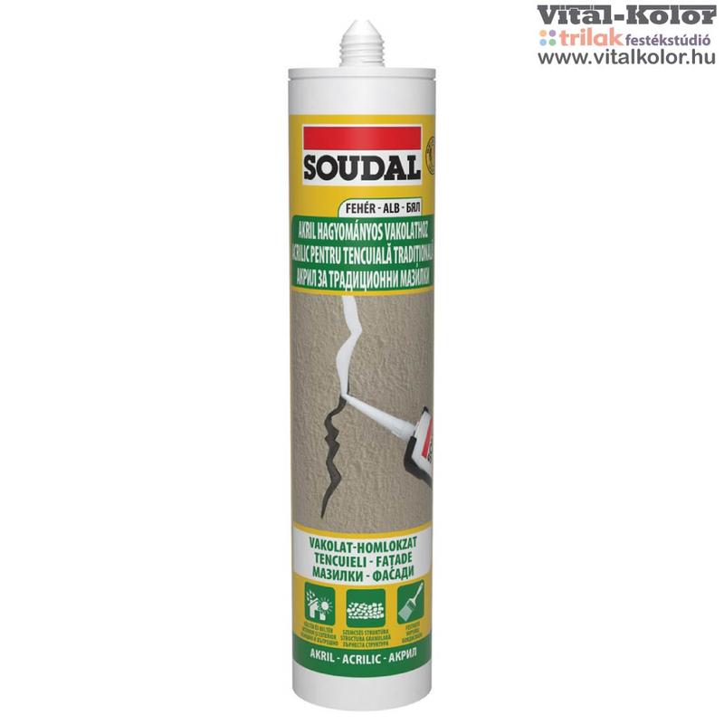 Soudal vakolatjavító akril tömítő fehér 280ml