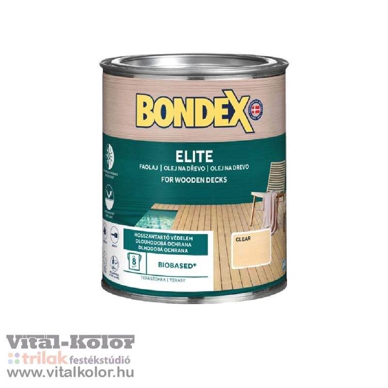 Bondex Elite vízbázisú színtelen favédő és ápoló olaj 0,75 literes kiszerelésben