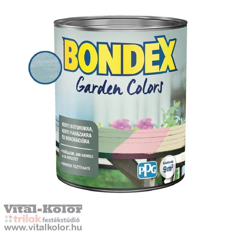 Bondex Garden Colors vízbázisú fedőlazúr Rozmaring színű festék 0.75 literes kiszerelésben