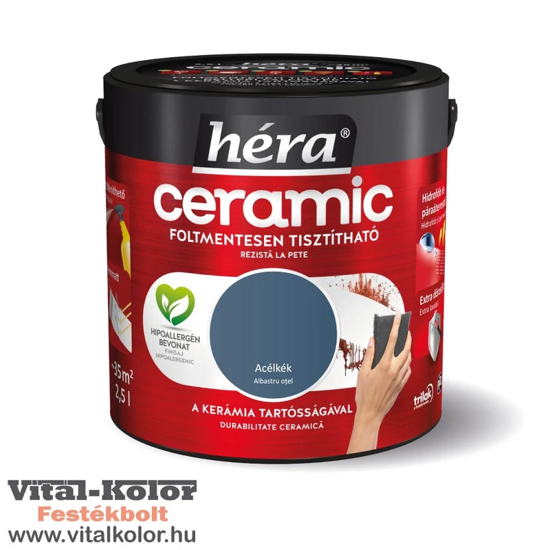 Héra Ceramic mosható beltéri falfesték acélkék 2.5l