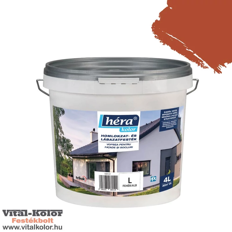 Héra lábazatfesték vörös 4l
