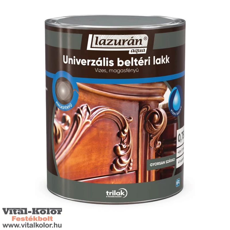 Lazurán Aqua Univerzális beltéri lakk magasfényű 0.75l