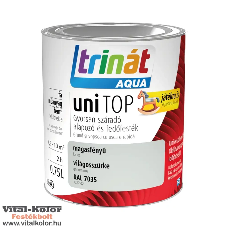 Trinát Aqua UniTop magasfényű zománc szürke RAL 7035 0.75L