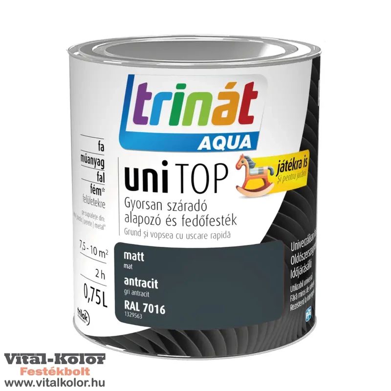 Trinát Aqua UniTop matt zománcfesték antracit 0.75L
